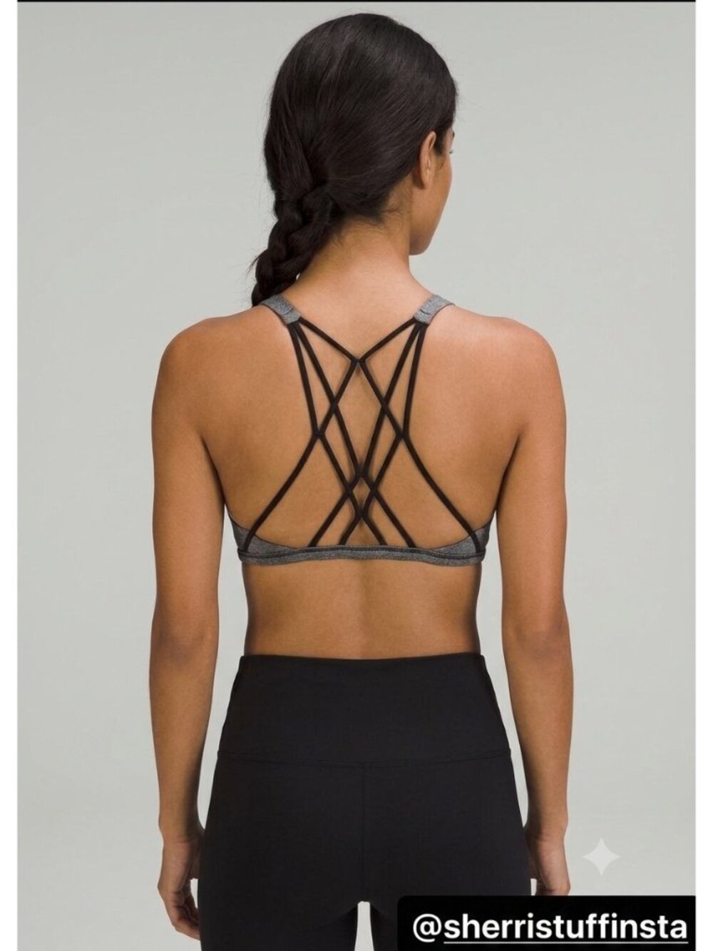 EXCELLENT Lululemon Free To Be Zen Bra Grey Black Luxtreme Strappy Back 8